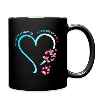 My heart is held by the paws of a dog - Full Colour Mug - black - Right
