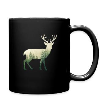 Wald Hirsch - Tasse einfarbig - Schwarz - Rechts