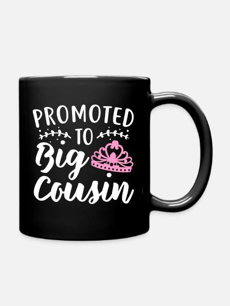 Promoted To Big Cousin - Pregnant Birth Cousin - Full Colour Mug - black