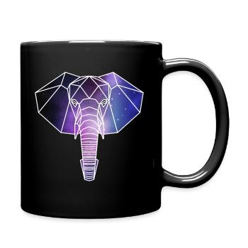 Eléphant géométrique | Low Poly Galaxie Faune Sauvage - Mug uni - noir - Droite