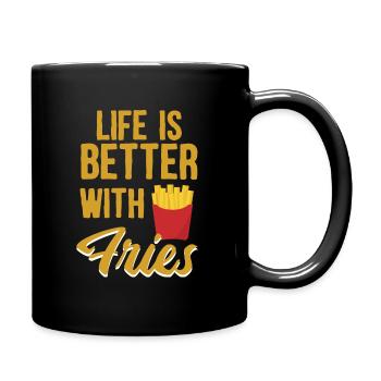 Life is better with Fries Foodie Cool Gift - Full Colour Mug - black - Right