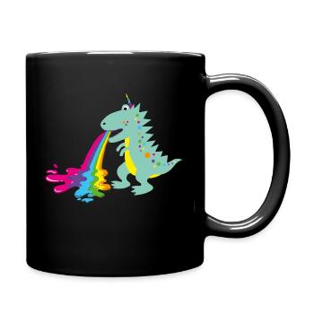 dino, kotzender dinohorn, Dinosaurier, comic - Tasse einfarbig - Schwarz - Rechts