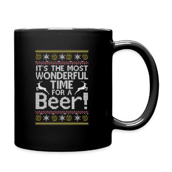 Christmas Sweater Best Time for Beer Fun - Full Colour Mug - black - Right