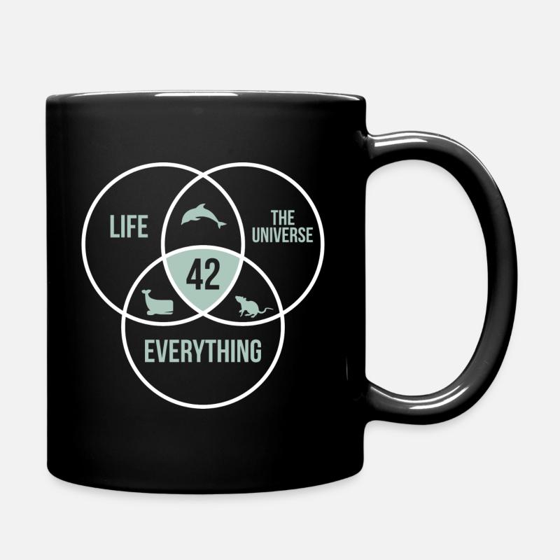 42 Answer to All Life Universe Number 42 - Full Colour Mug - black