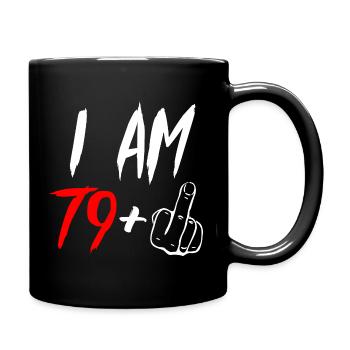 80th birthday middle finger 80 years gift - Full Colour Mug - black - Right