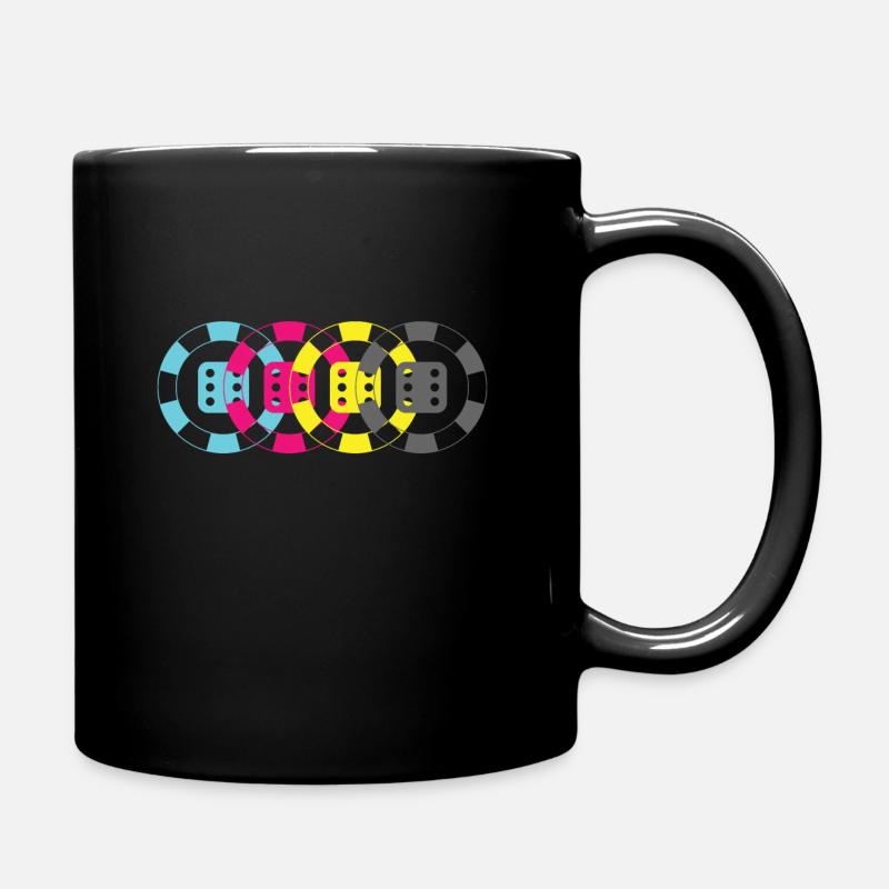 Poker Chips Card Game Gift Idea Dice Game - Full Colour Mug - black