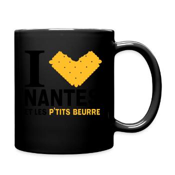 I love Nantes et les Petits Beurre - Mug uni - noir - Droite