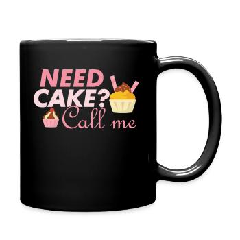 Brauchst du Torte ruf mich an lustiges Geschenk - Tasse einfarbig - Schwarz - Rechts