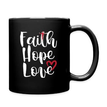 Christlicher Glaube Hoffnung Liebe Cooles Geschenk - Tasse einfarbig - Schwarz - Rechts