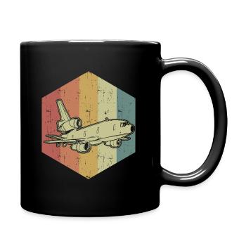 Airplane Retro Colors Cool Gift - Full Colour Mug - black - Right