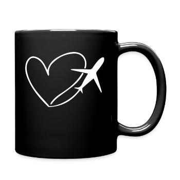 Flugzeug Himmel Herz Cooles Geschenk - Tasse einfarbig - Schwarz - Rechts