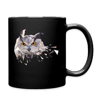 Low Poly Eule Dreieck Design T-Shirt Geschenkidee - Tasse einfarbig - Schwarz - Rechts