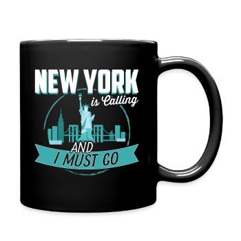New York calls and I have to go travel Cool - Full Colour Mug - black - Right