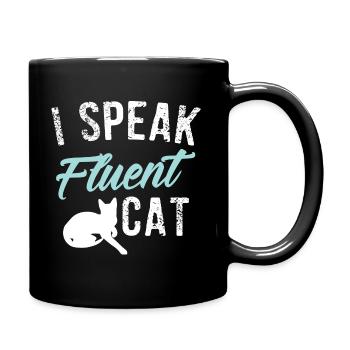 Ich spreche fließend Katze Lustiges Geschenk - Tasse einfarbig - Schwarz - Rechts