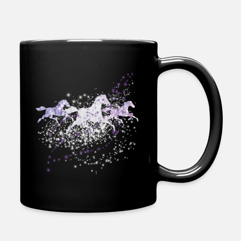 Pferde im Sternenhimmel - Tasse einfarbig - Schwarz
