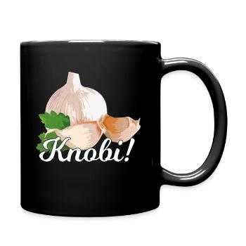 Knoblauch / weiße Schrift - Tasse einfarbig - Schwarz - Rechts
