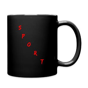 Sport Schriftzug Quer rot - Tasse einfarbig - Schwarz - Rechts