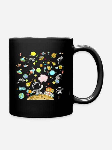 Space astronauts and rockets adventure - Full Colour Mug - black
