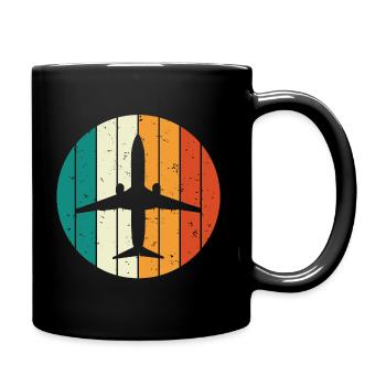Retro Vintage Airplane Pilot Aircraft T-shirt - Full Colour Mug - black - Right