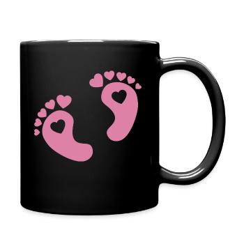 Baby Feet Heart Love Pink Girl Parents Gift - Full Colour Mug - black - Right