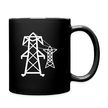 Elektriker Hochspannung Masten Strom Geschenkidee - Tasse einfarbig - Schwarz - Rechts