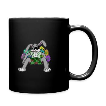 Kiffender Osterhase, geschenk ostern kiffen weed - Tasse einfarbig - Schwarz - Rechts
