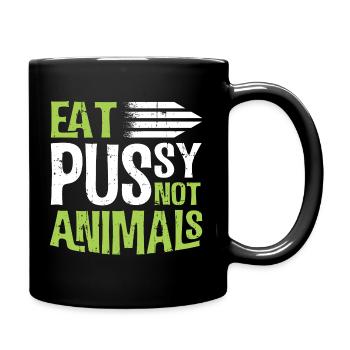 Vegetarian Eat Pussy and No Meat Funny - Full Colour Mug - black - Right