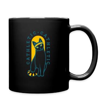 Gymnastik Ninja Katze Sportlich Kathleth Lustiges - Tasse einfarbig - Schwarz - Rechts