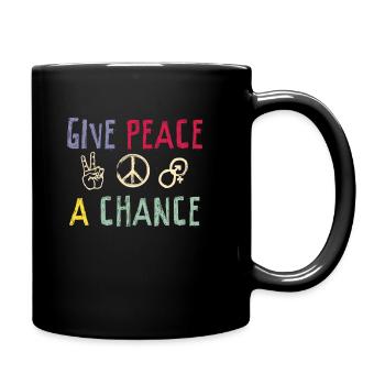 Hippie Gib Frieden eine Chance Spruch Cooles - Tasse einfarbig - Schwarz - Rechts