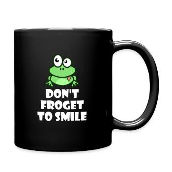 Frosch Frösche Happy Laubfrosch Smile - Tasse einfarbig - Schwarz - Rechts