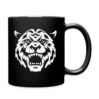 Tiger head roar teeth predator - Full Colour Mug - black - Right