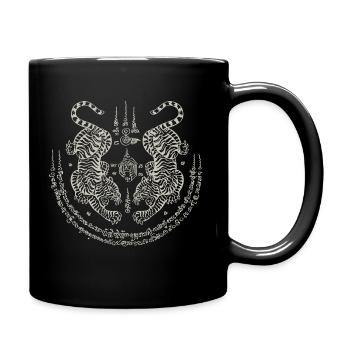 Sak Yant Thai Tattoo Twin Tiger Muay Thai Gift - Full Colour Mug - black - Right