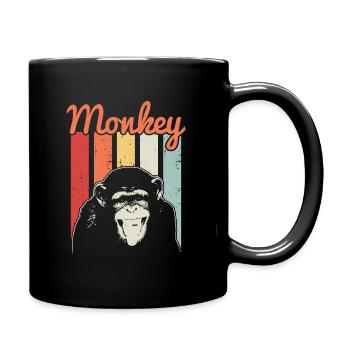 Affe Zoo Dschungel Tier Retro Vintage Geschenk - Tasse einfarbig - Schwarz - Rechts
