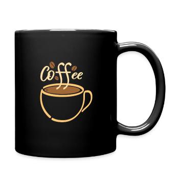 0257 café | Tasse | Lettrage | café en grains - Mug uni - noir - Droite