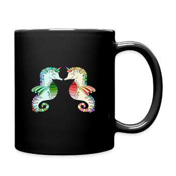 seahorse love - seahorse sea animal - Full Colour Mug - black - Right