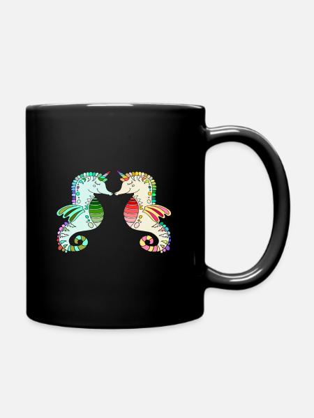 hippocampe amour - hippocampe animal marin - Mug uni - noir