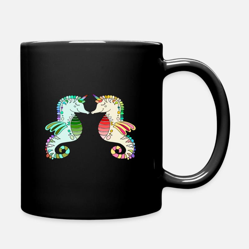 hippocampe amour - hippocampe animal marin - Mug uni - noir