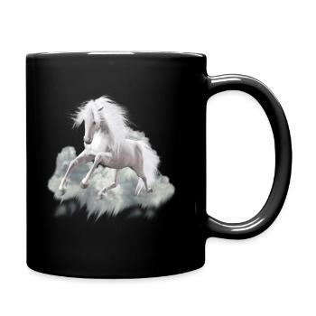 Weißes Pferd - Schimmel - Tasse einfarbig - Schwarz - Rechts