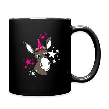 donkey unicorn - niedlicher Esel mit Einhorn - Tasse einfarbig - Schwarz - Rechts
