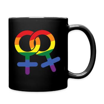 LGBT Lesbisch weiblich Geschenk Symbol - Tasse einfarbig - Schwarz - Rechts