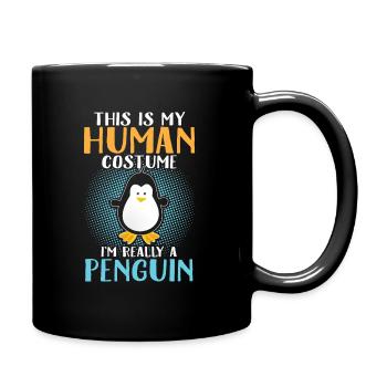 Pinguin im Menschenkostüm - Tasse einfarbig - Schwarz - Rechts