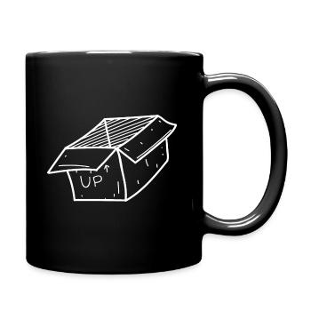 Karton Pappkarton Box Zeichnung - Tasse einfarbig - Schwarz - Rechts