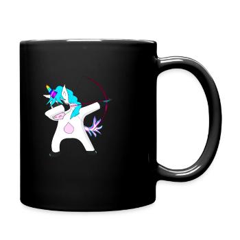 Dabbing unicorn with bow and arrow. Archery. - Full Colour Mug - black - Right