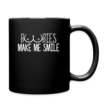 Brüste Boobs Boobies make me smile - Tasse einfarbig - Schwarz - Rechts