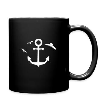 Anker Möwen - Tasse einfarbig - Schwarz - Rechts
