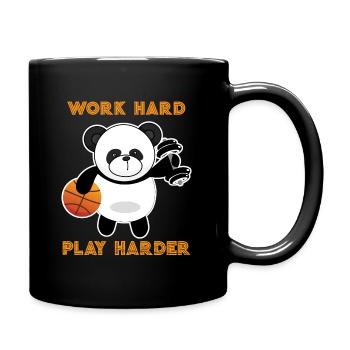Work Hard play hard basketball Panda Tee. - Tasse einfarbig - Schwarz - Rechts