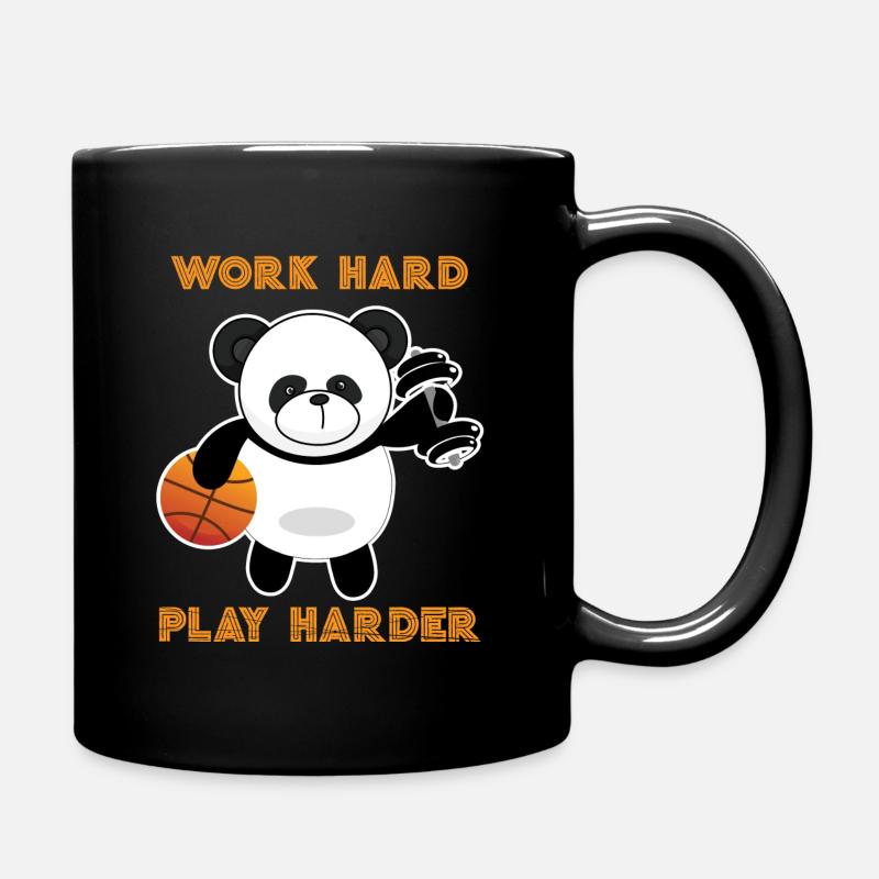 Work Hard play hard basketball Panda Tee. - Tasse einfarbig - Schwarz