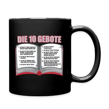 Die 10 Gebote der Bibel christlich und göttlich - Tasse einfarbig - Schwarz - Rechts