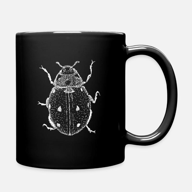 Marienkäfer Sommer Geschenk Blume Dotpainting cool - Tasse einfarbig - Schwarz