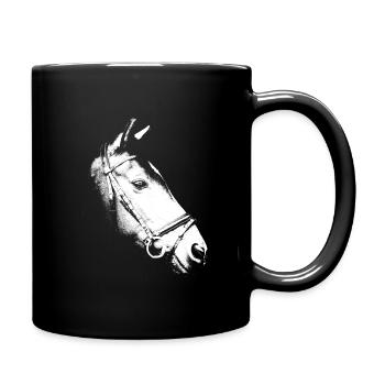 Pferdekopf - Tasse einfarbig - Schwarz - Rechts